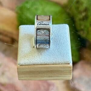GUCCI GG 925 Sterling Silver Flora Engraved Ring 21